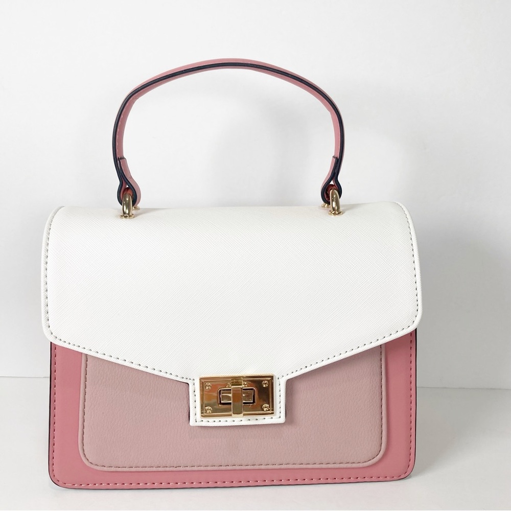 Aldo Pink White Top Handle Turn Lock Crossbody Bag NWOT - Picture 12 of 16